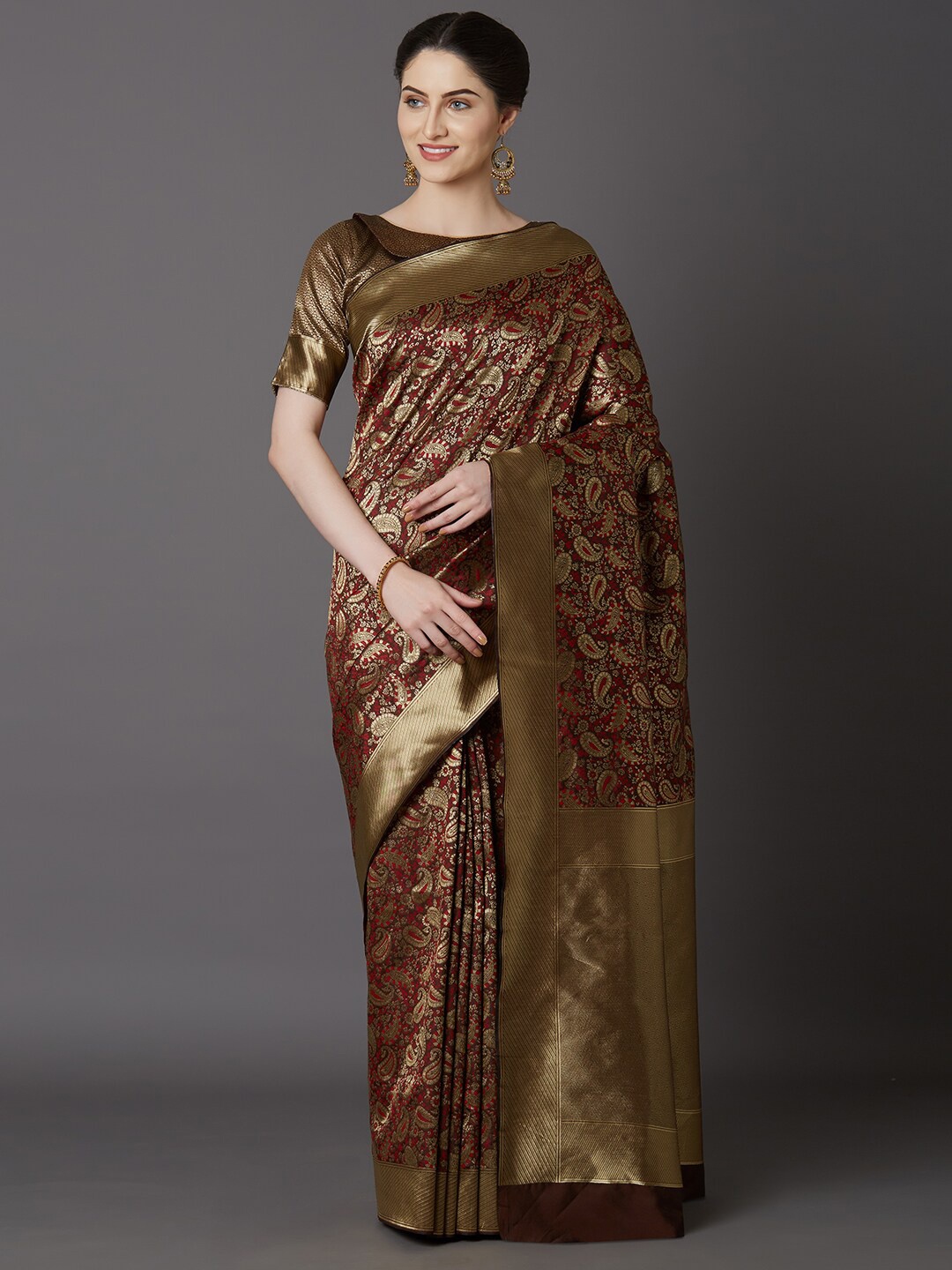 

SHAVYA Women Brown Sarees