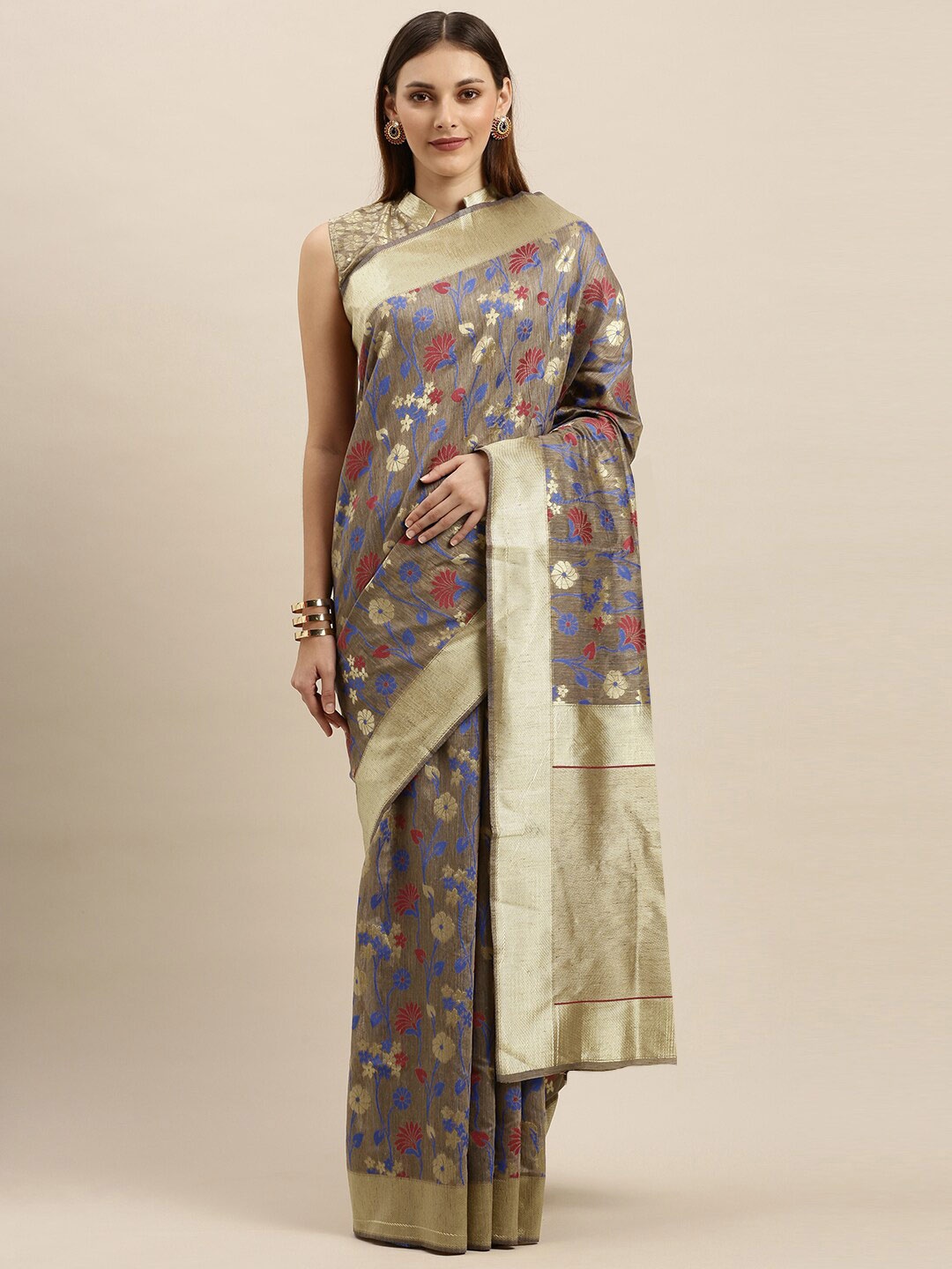 

SHAVYA Women Grey Sarees