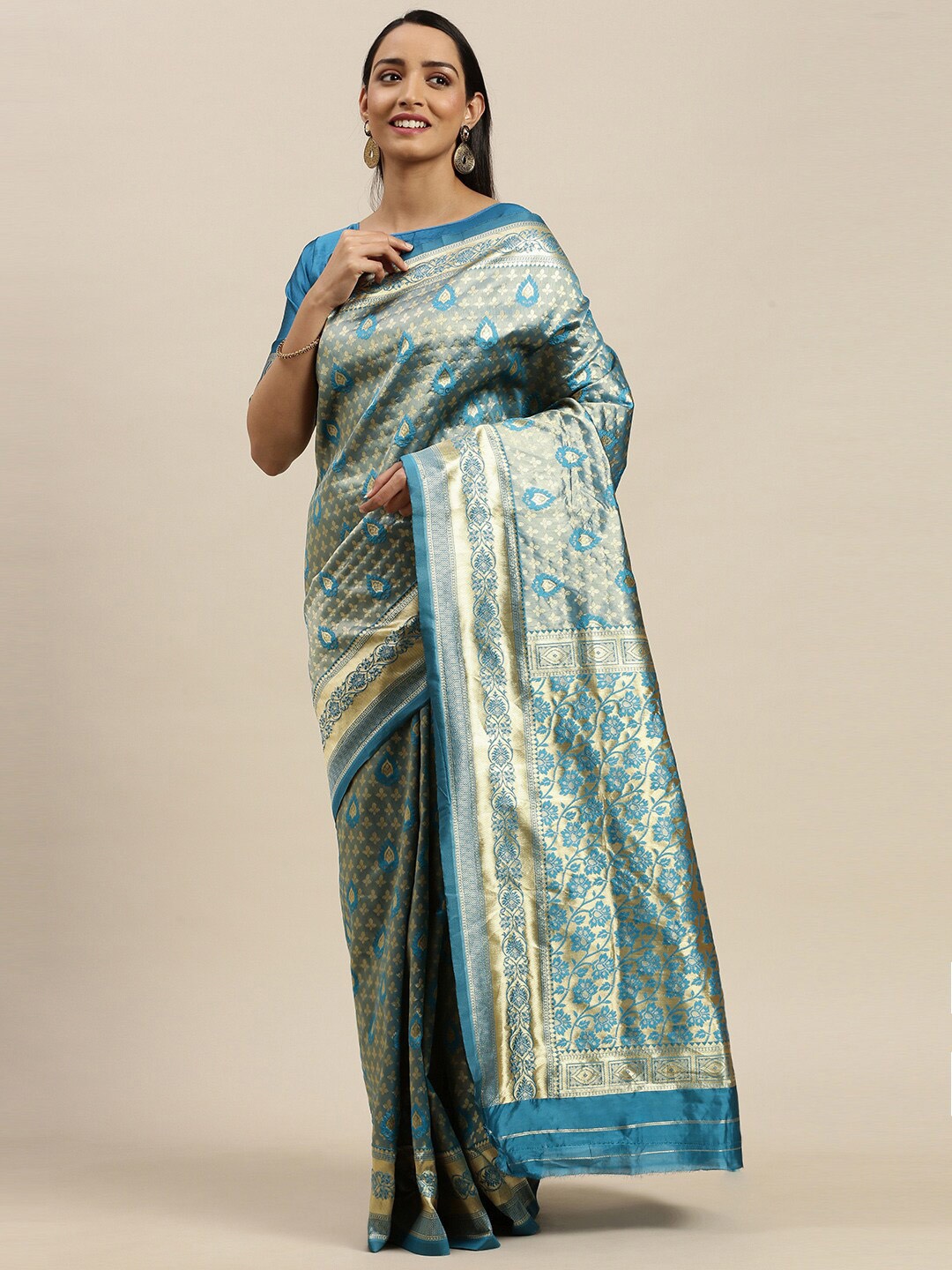 

SHAVYA Women Blue Sarees