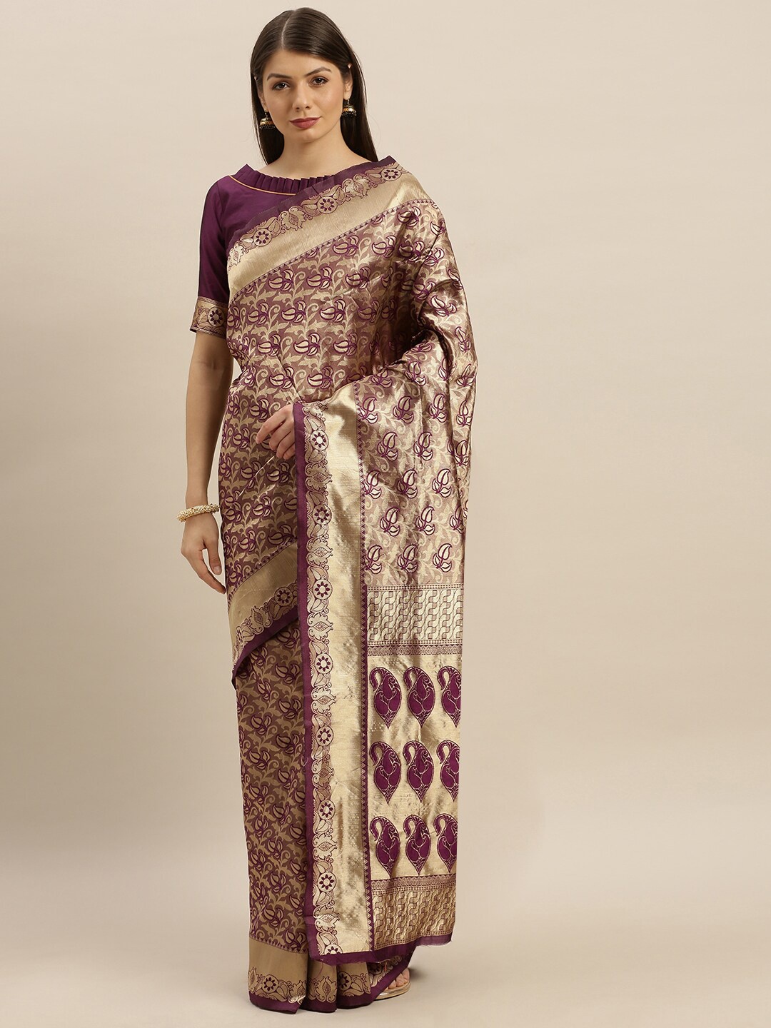 

SHAVYA Women Brown Sarees