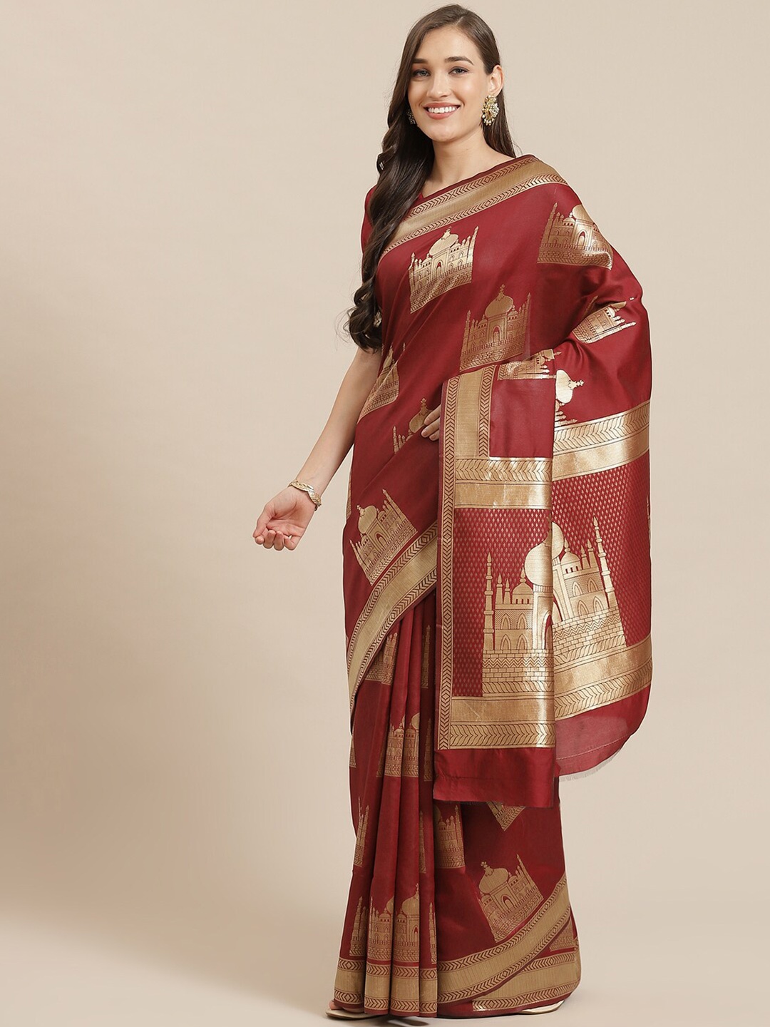 

SHAVYA Women Maroon Sarees