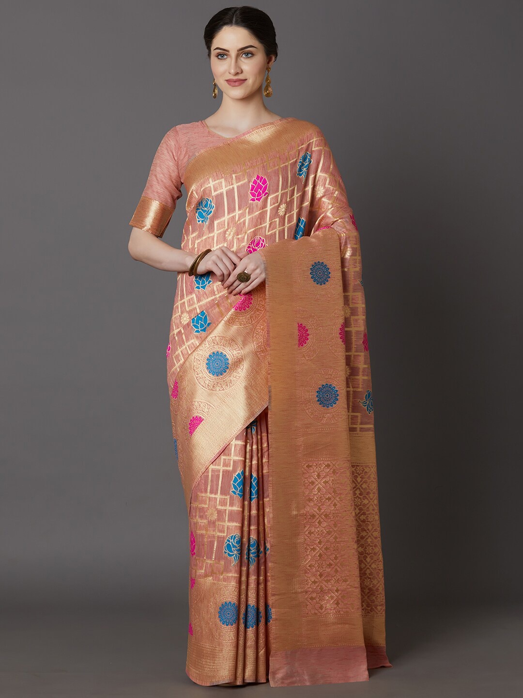 

SHAVYA Women Orange Sarees