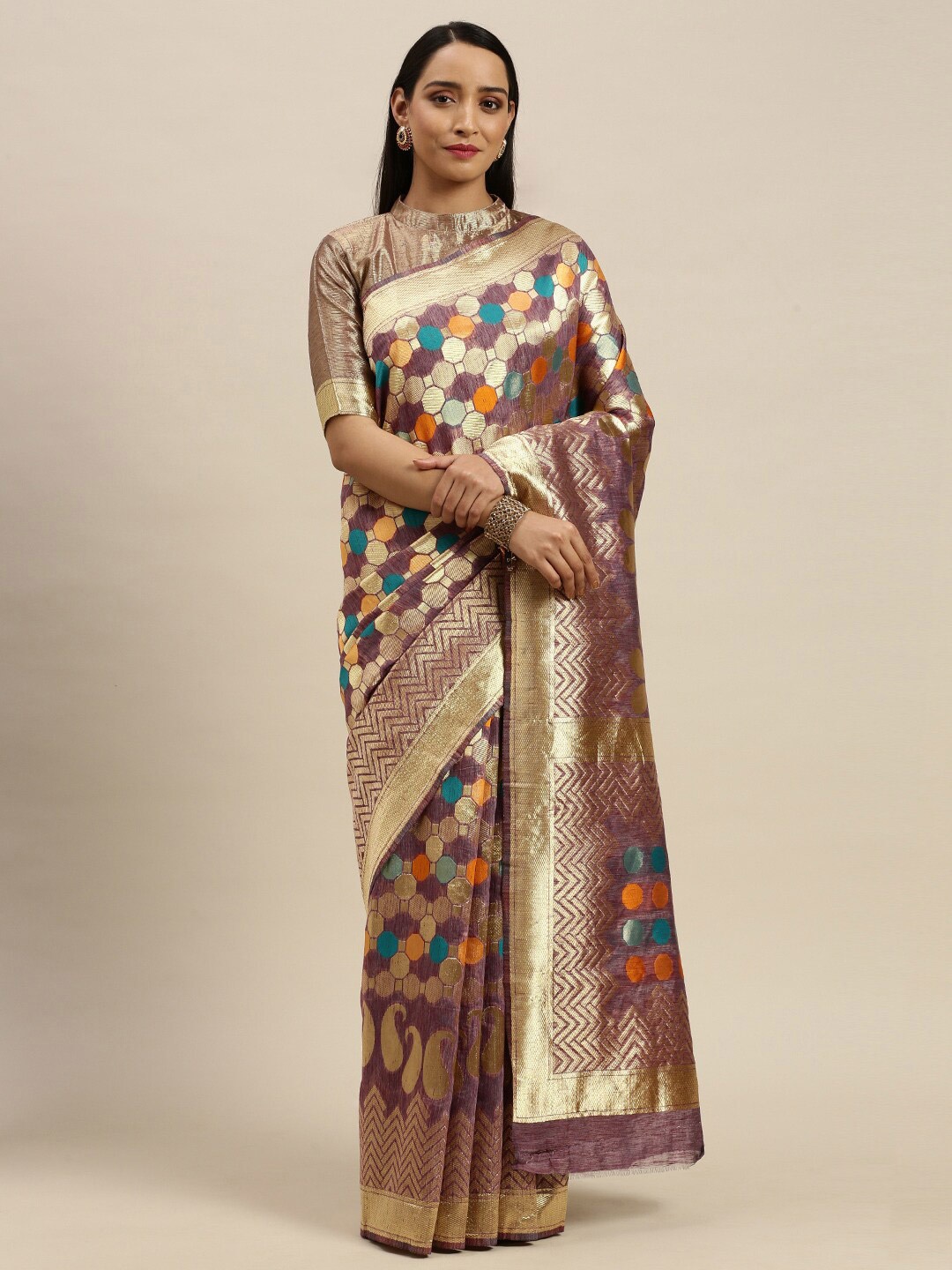 

SHAVYA Women Brown Sarees
