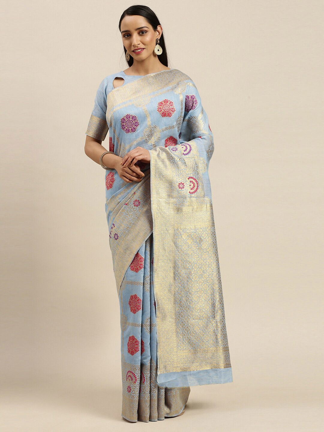 

SHAVYA Women Sea Green Sarees
