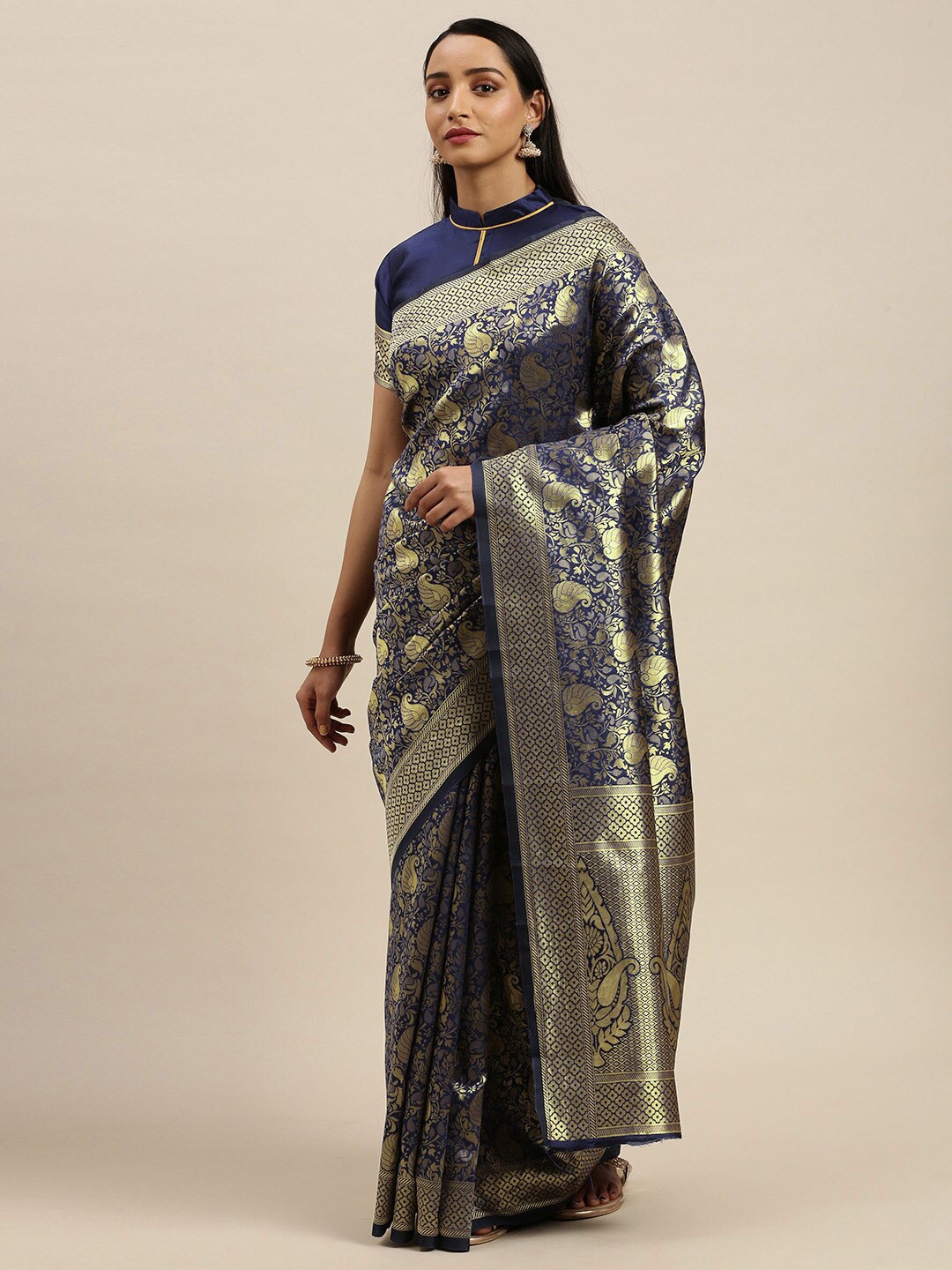 

SHAVYA Women Blue Sarees