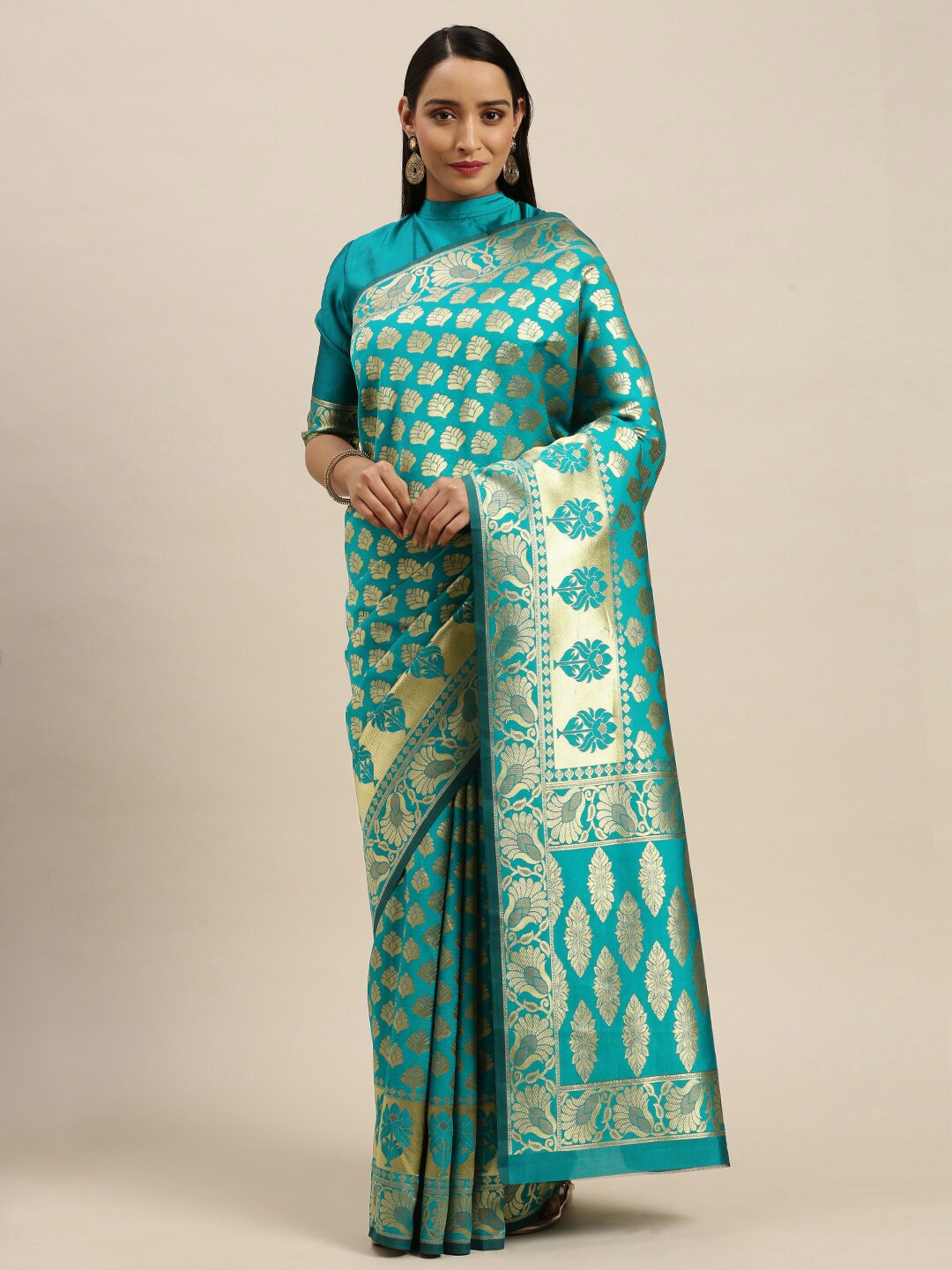 

SHAVYA Women Turquoise Blue Sarees
