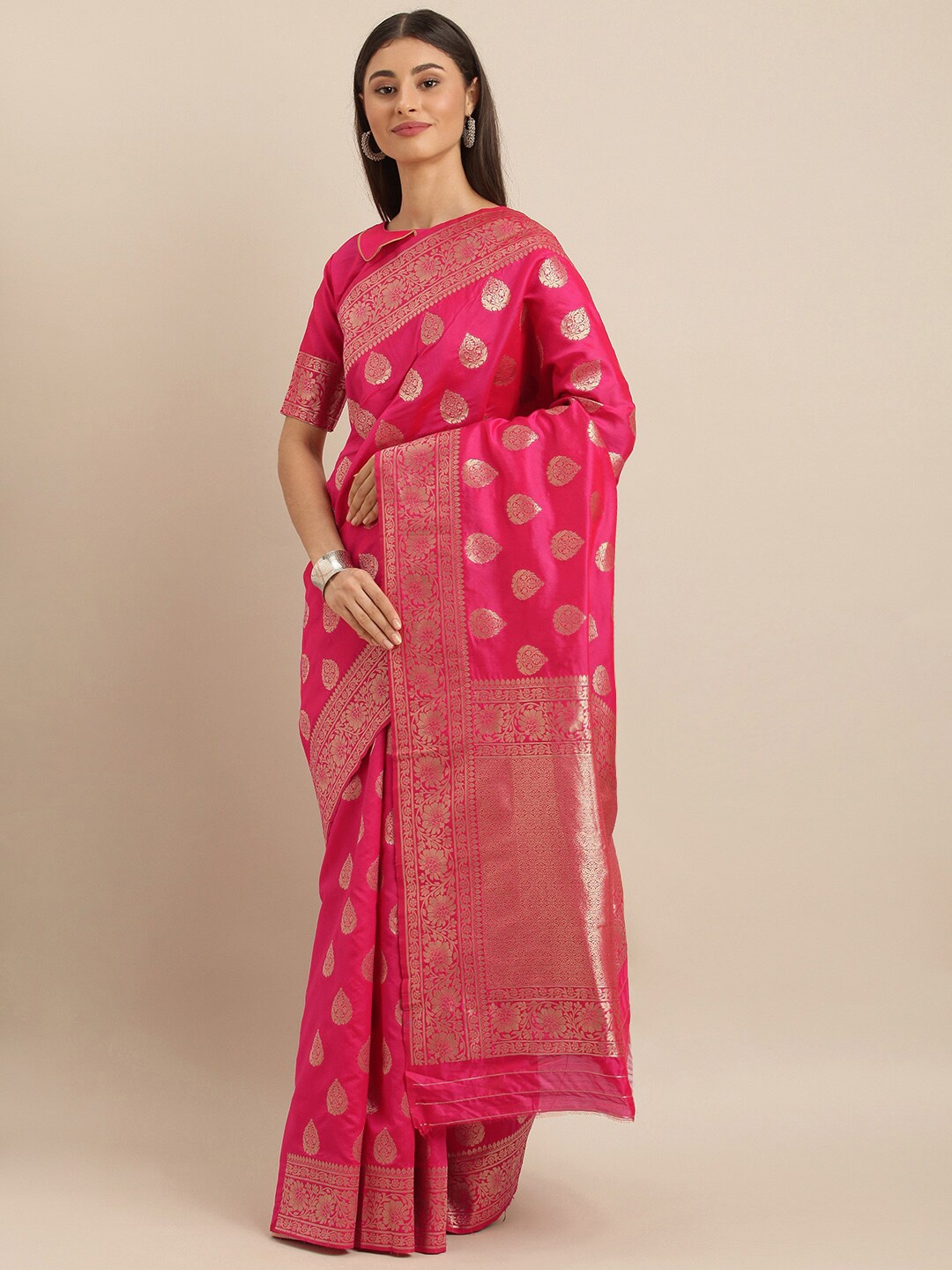 

SHAVYA Women Fuchsia Sarees