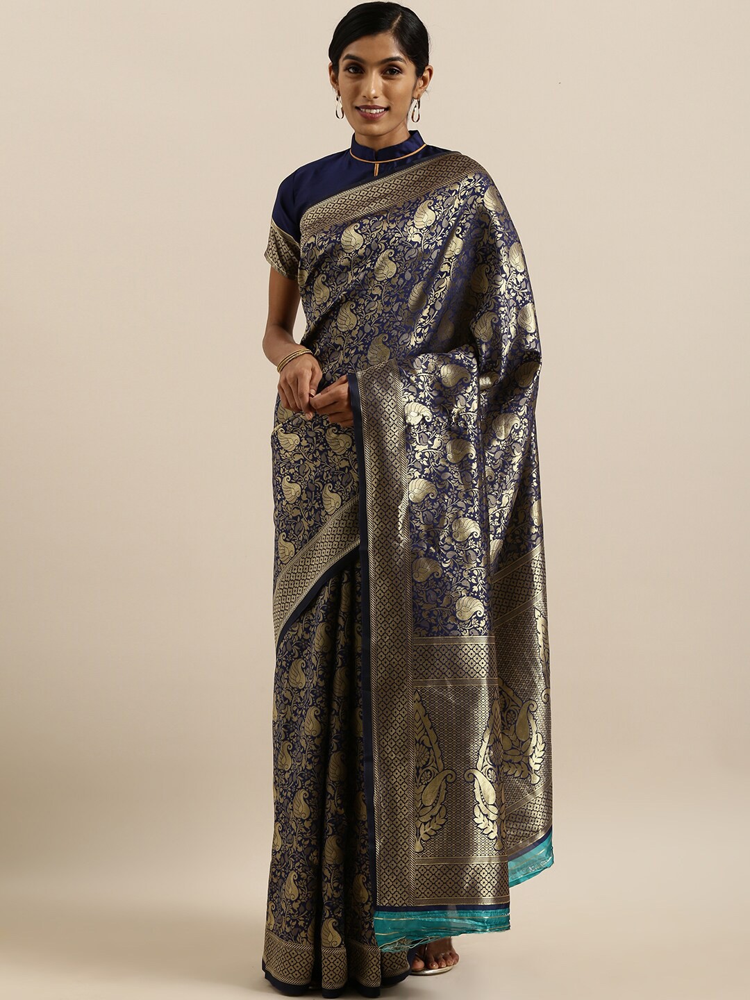 

SHAVYA Women Blue Sarees