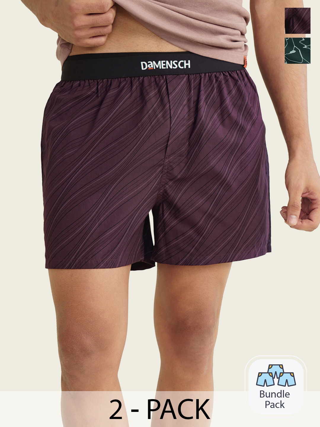 

DAMENSCH Men Pack of 2 Ultra-Light Cotton Regular Fit Boxer Shorts, Yellow