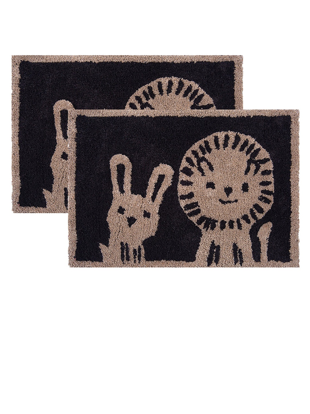 

AAZEEM Brown & Black Cotton Anti-Skid Doormat