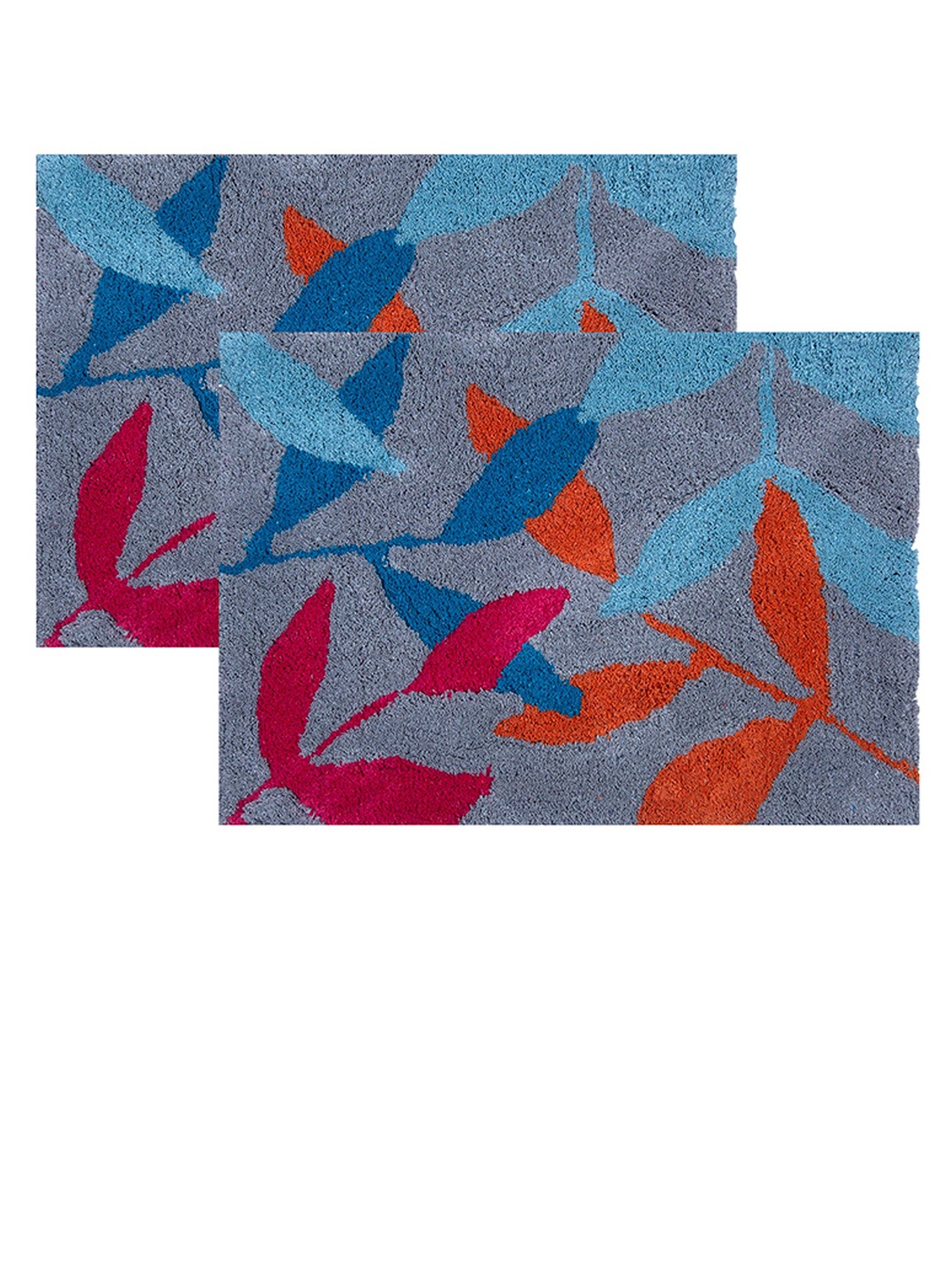 

AAZEEM Set Of 2 Red & Grey Anti-Skid Doormats