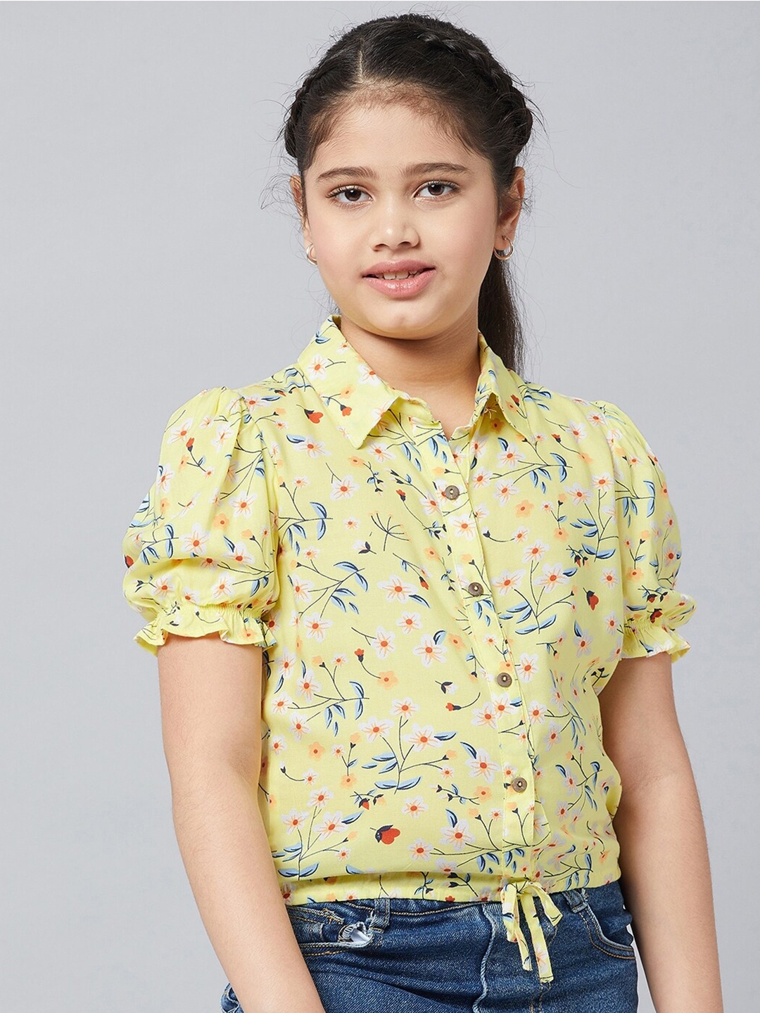

Stylo Bug Yellow Floral Print Top