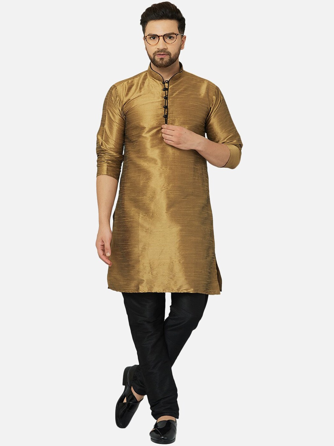 

Kaifoo Men Gold-Toned Thread Work Kurta