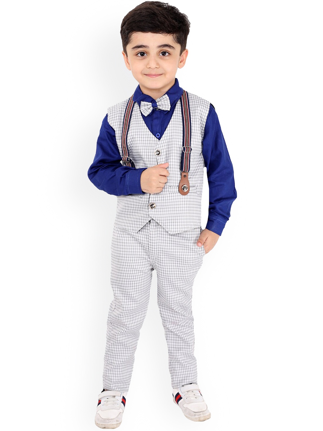 

FOURFOLDS Boys Blue & White 3 Piece Suit