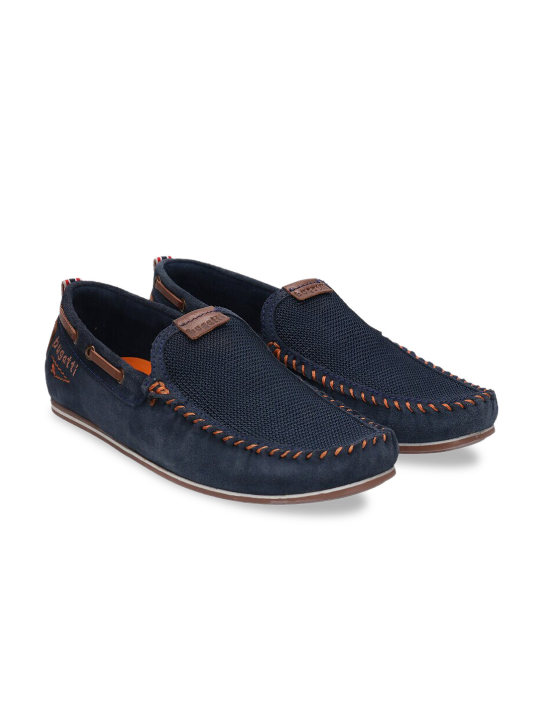 

Bugatti Men Navy Blue Printed Leather Loafers