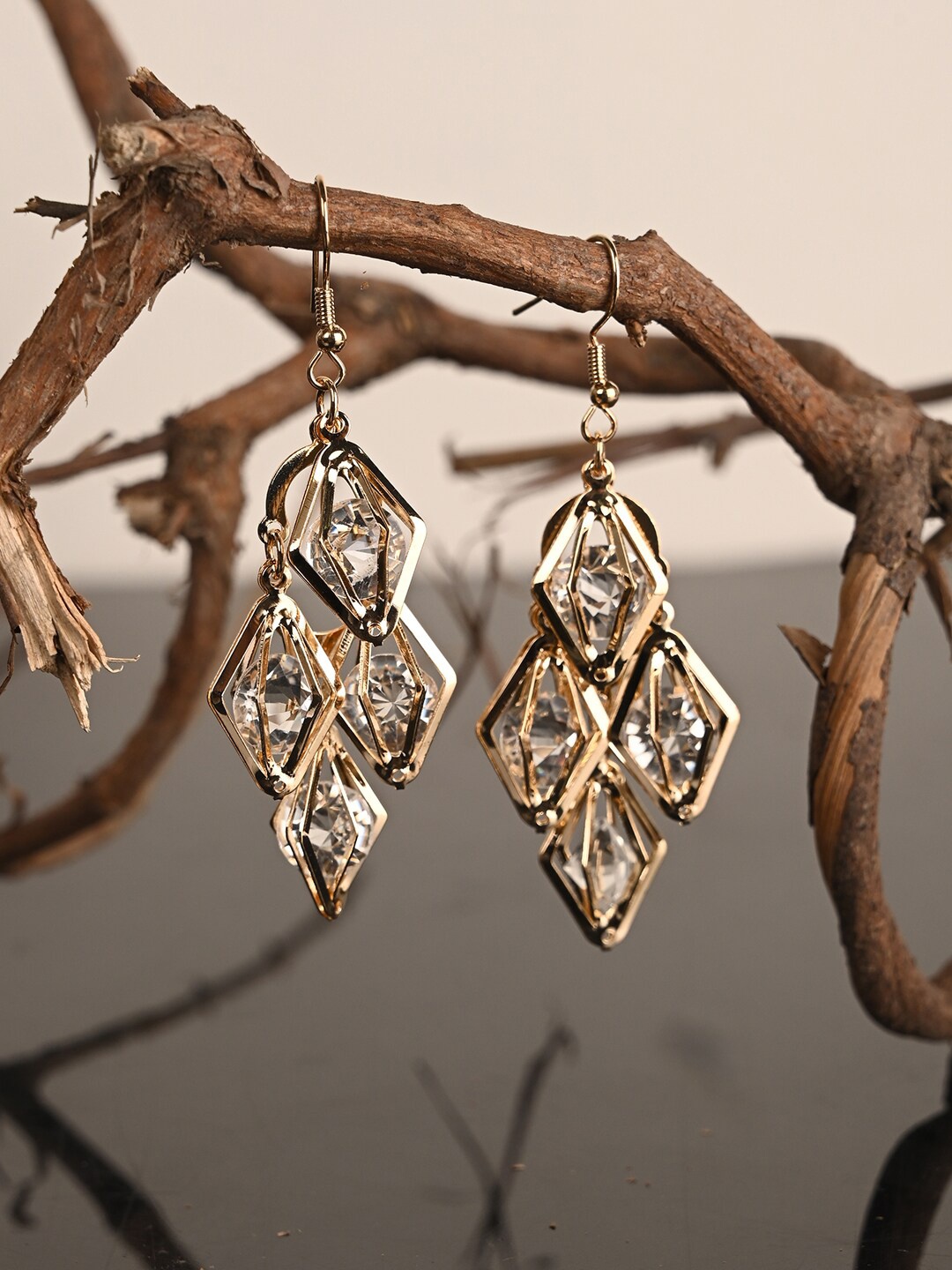 

BuckleUp Gold-Toned Contemporary Drop Earrings
