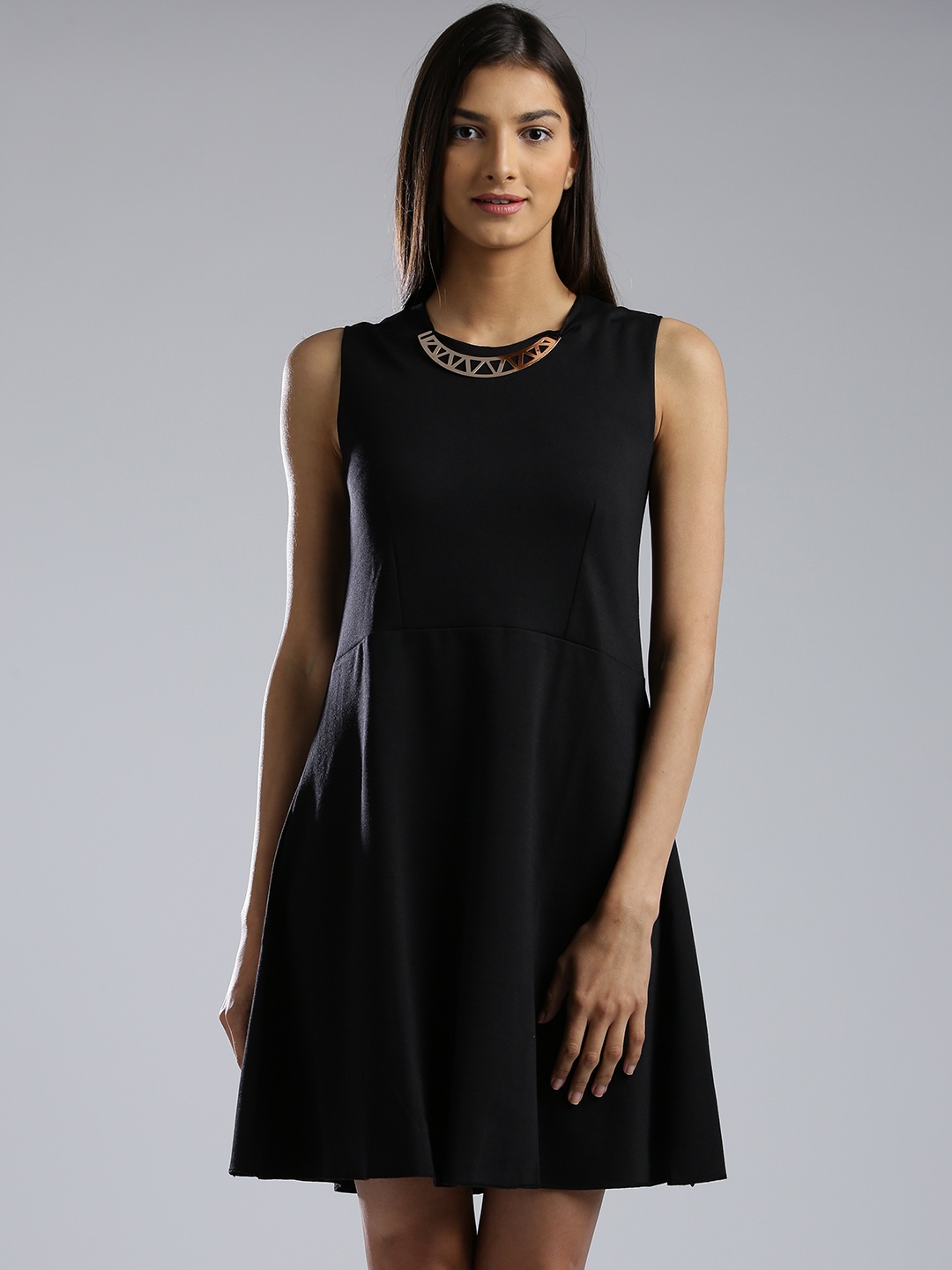 

W Women Black Solid Fit & Flare Dress