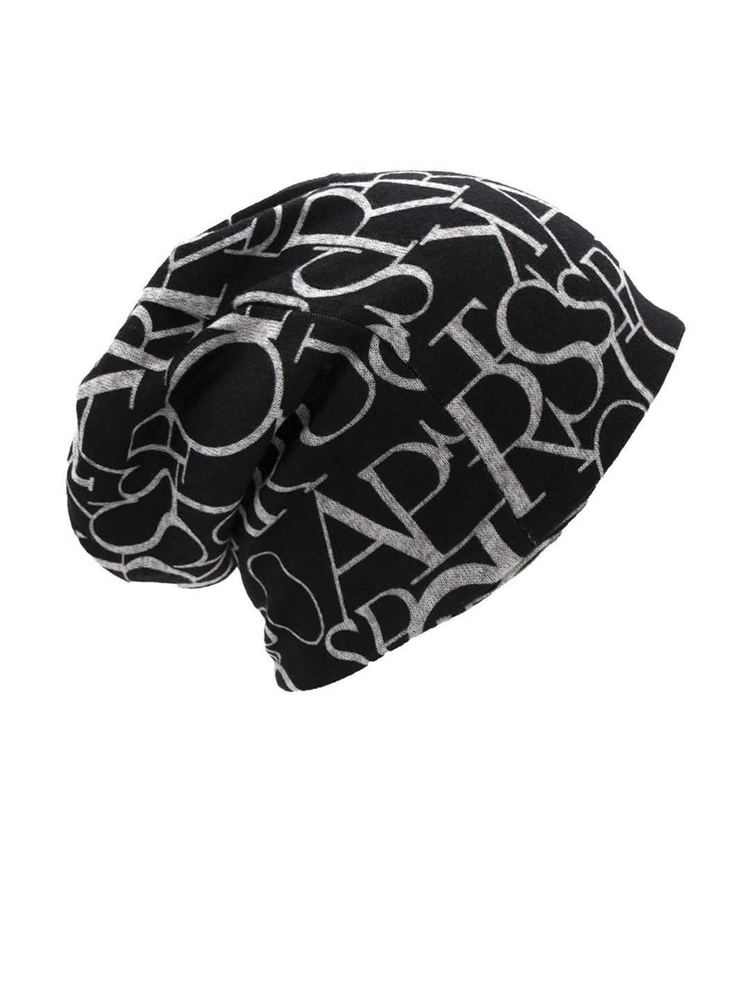 

YOUSTYLO Unisex Black & White Printed Beanie