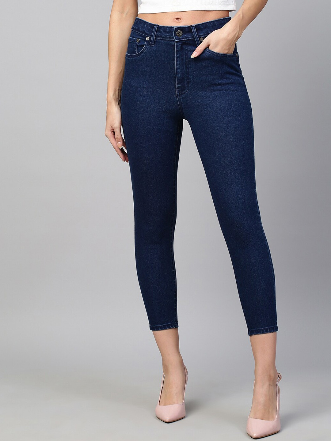 

Chemistry Women Navy Blue Skinny Fit Light Fade Jeans