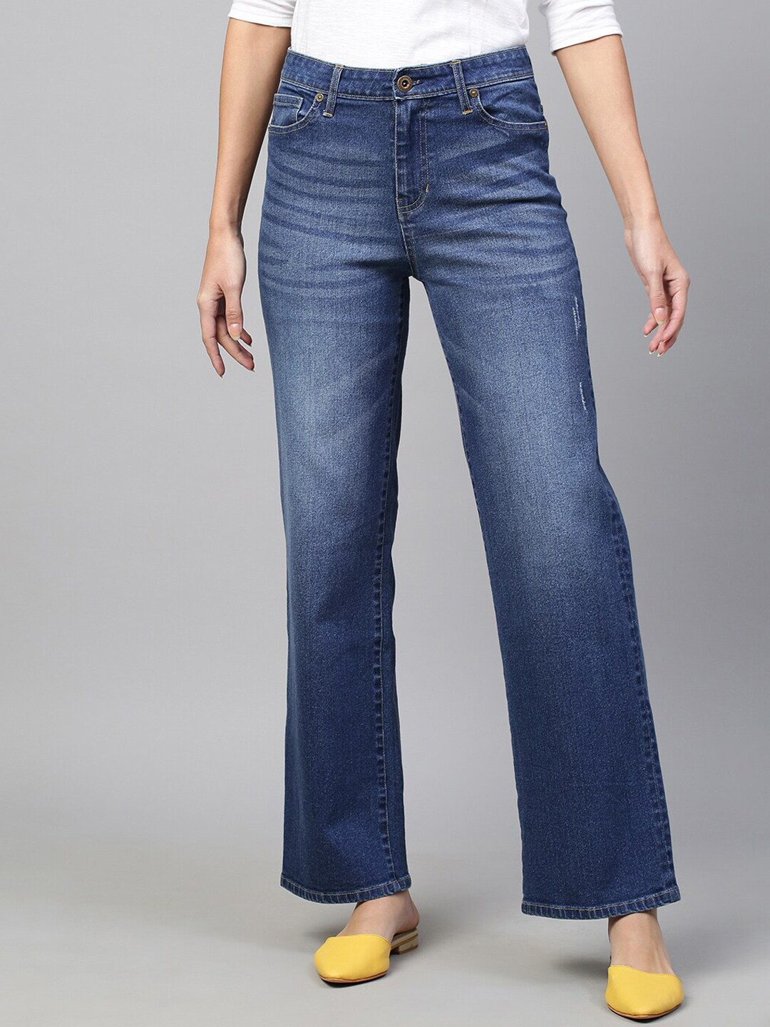 

Chemistry Denim Wide Leg Mildly Distressed Jeans, Blue