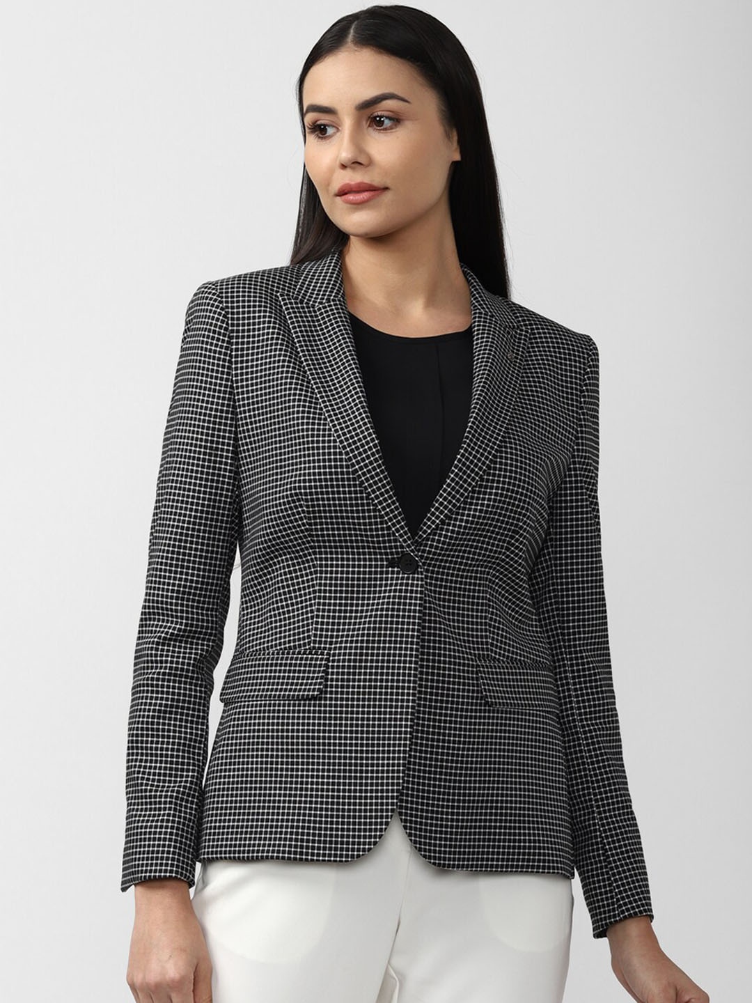 

Van Heusen Women Grey Checked Blazer