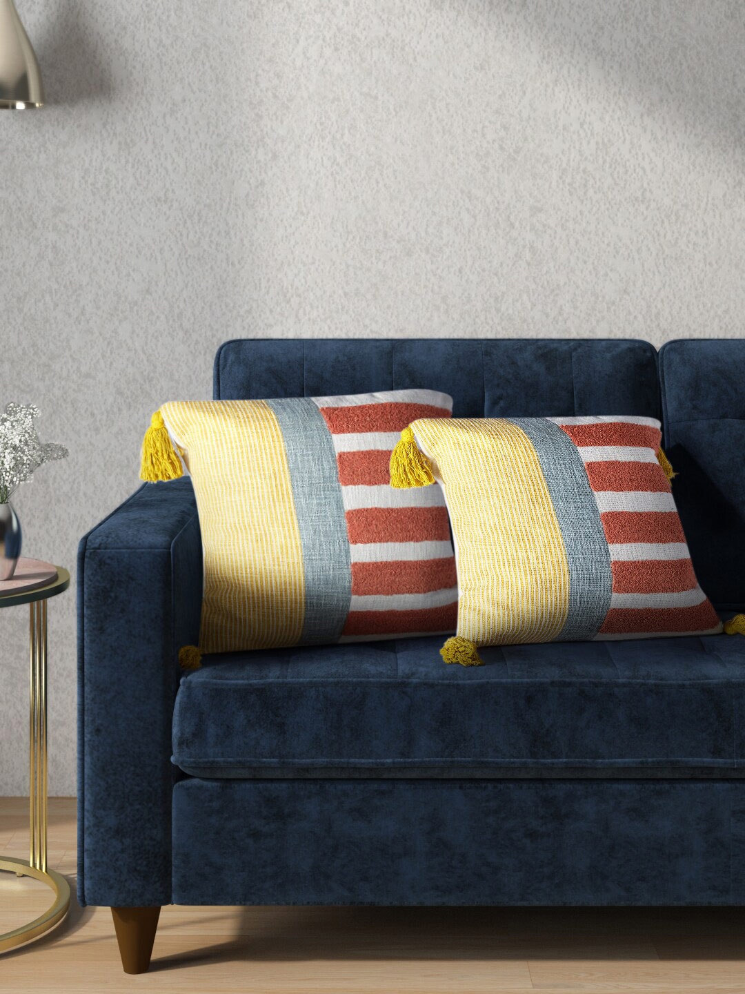 

Living scapes by Pantaloons Off White Geometric Square Cushion Covers