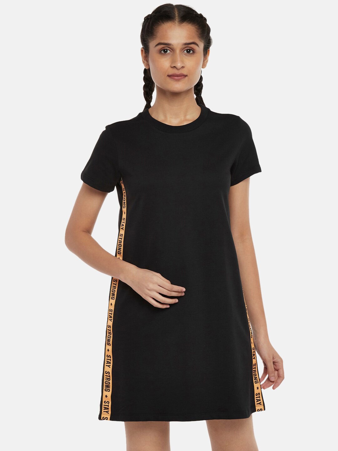 

Ajile by Pantaloons Black Solid T-shirt Dress