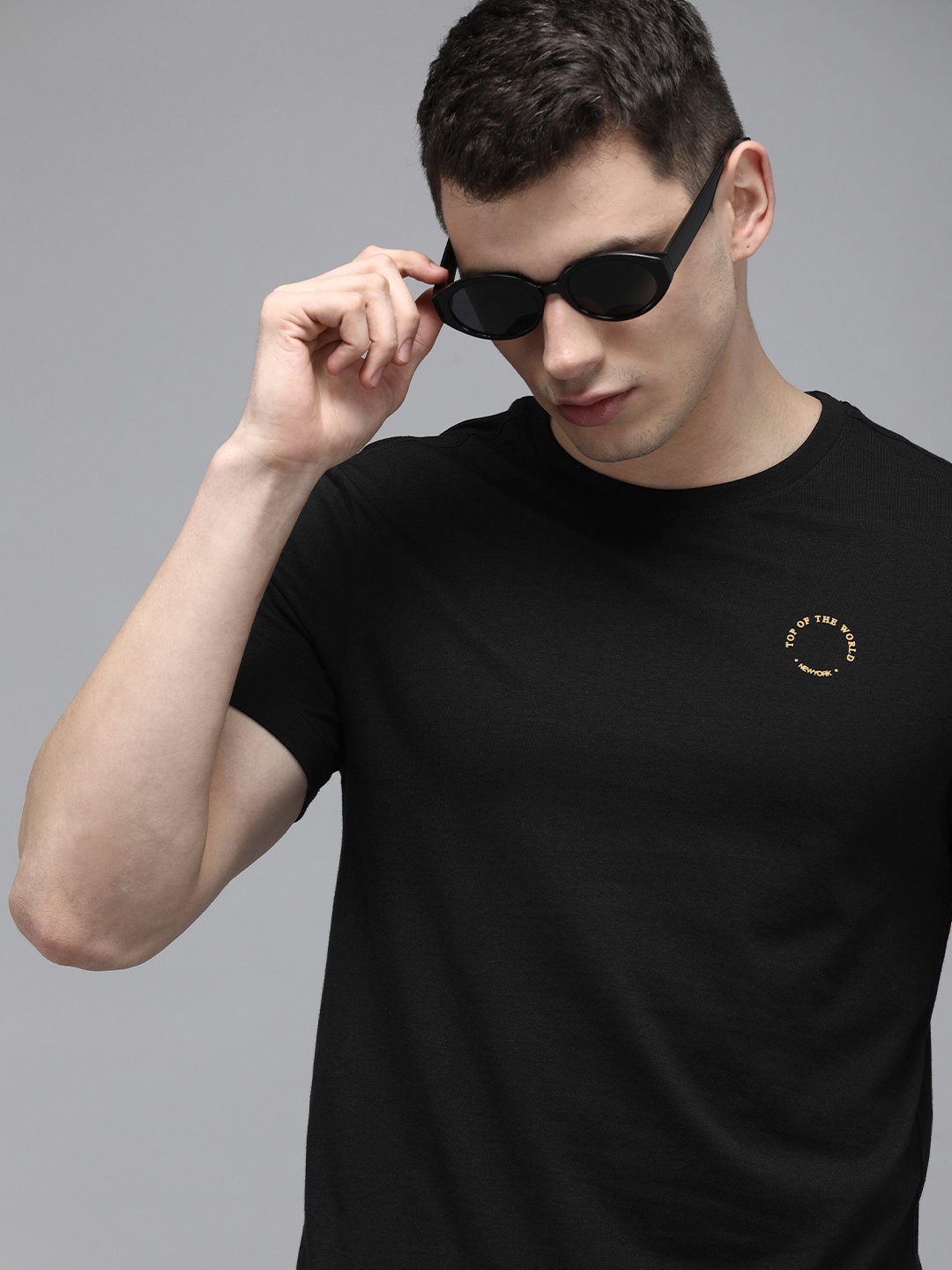 

Arrow New York Men Black Pure Cotton T-shirt