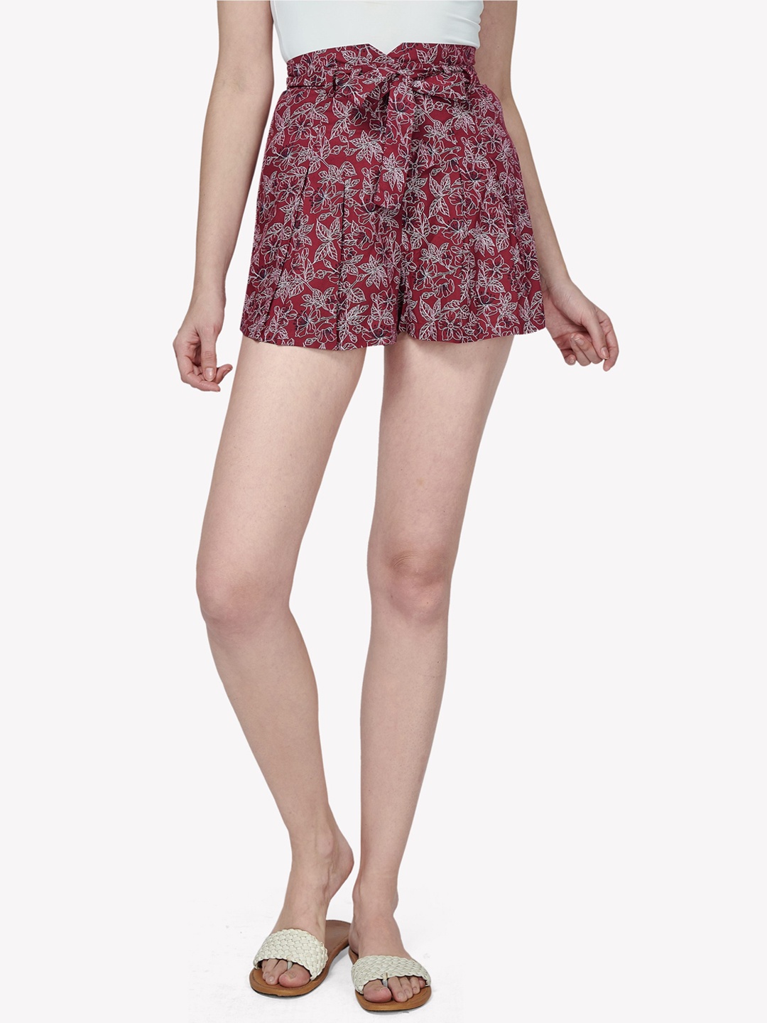 

VASTRADO Women Maroon Floral-Printed Skort Skirts