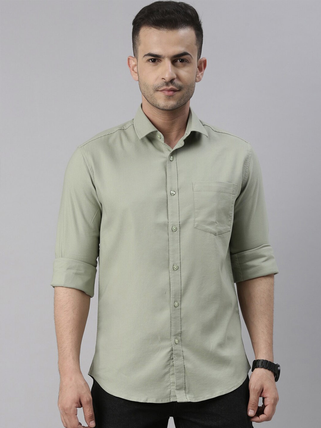 

Bushirt Men Sea Green Comfort Casual Shirt
