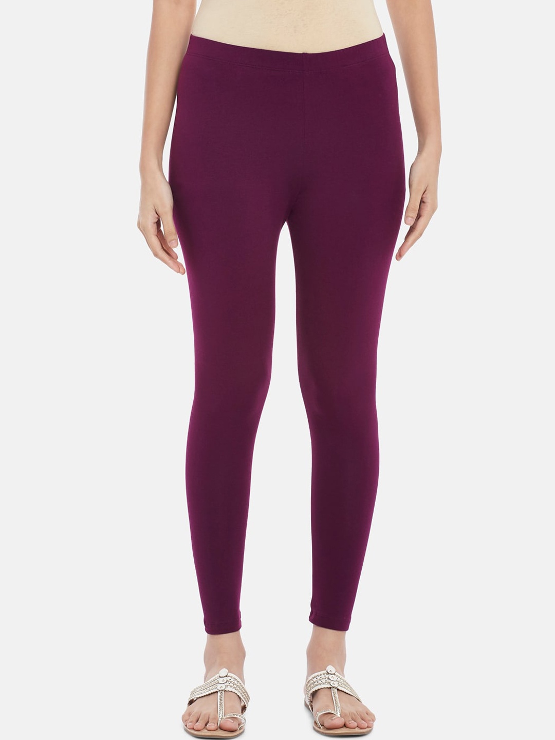 

RANGMANCH BY PANTALOONS Women Purple Solid Ankle-Length Leggings