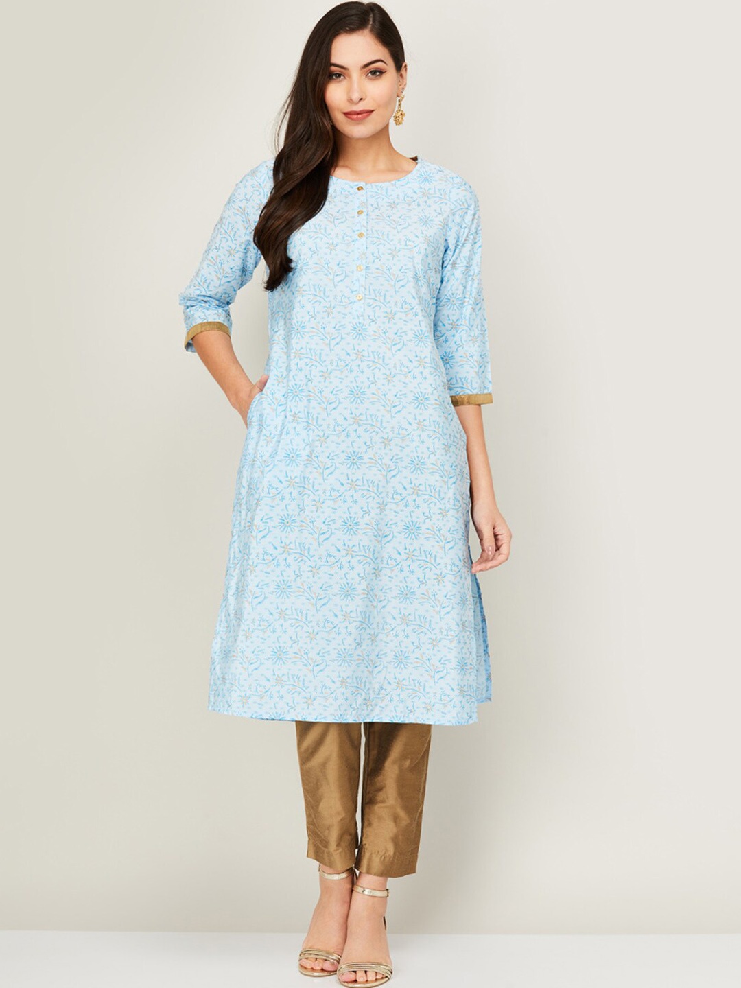 

Melange by Lifestyle Women Blue Floral Printed Kurta