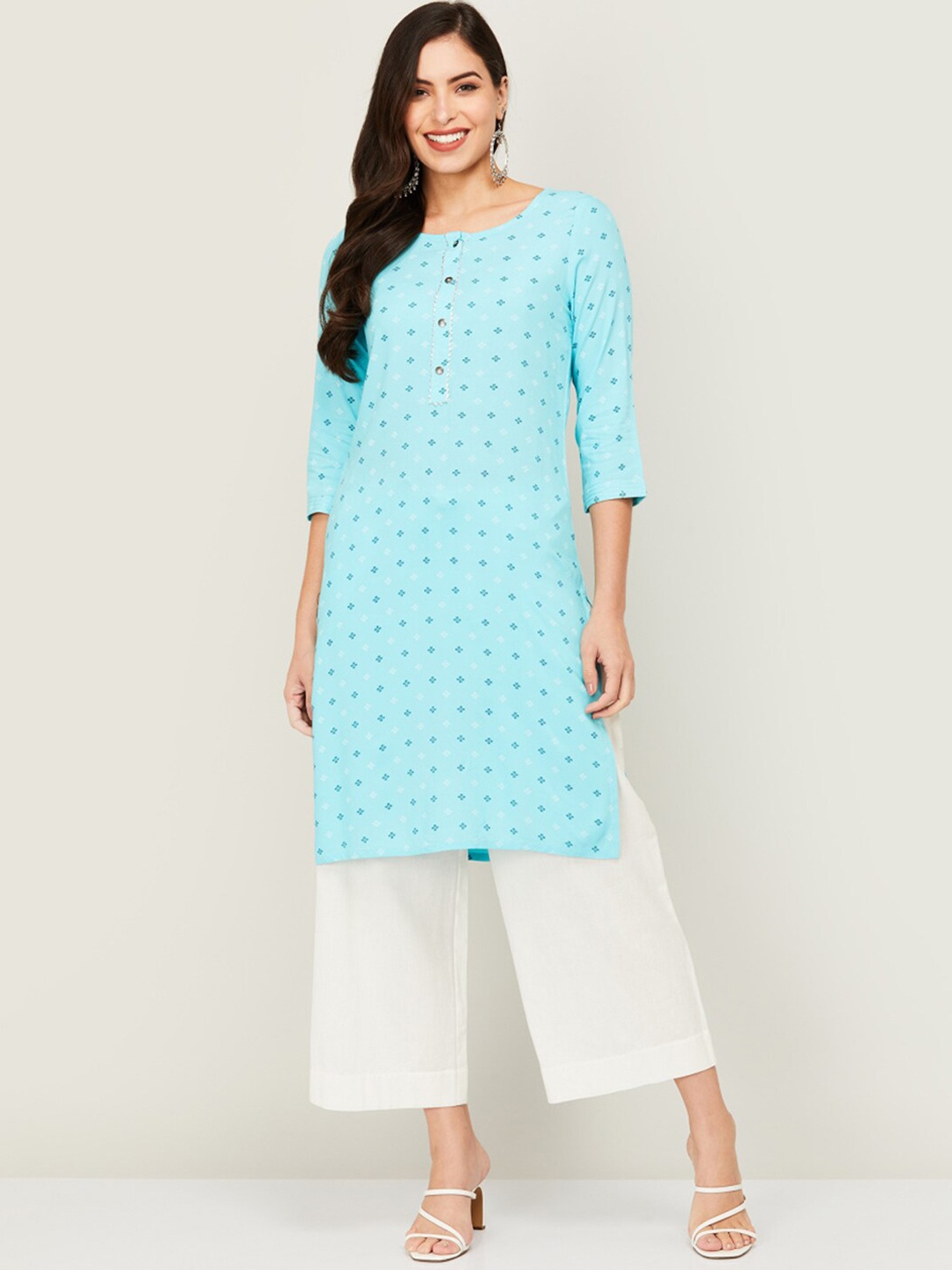 

Melange by Lifestyle Women Blue Floral Printed Kurta