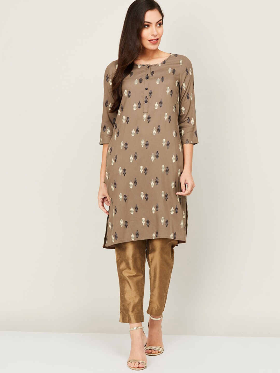 

Melange by Lifestyle Women Brown Ethnic Motifs Kurta