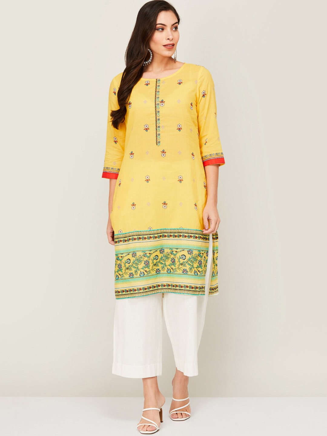 

Melange by Lifestyle Women Yellow Geometric Printed Kurta