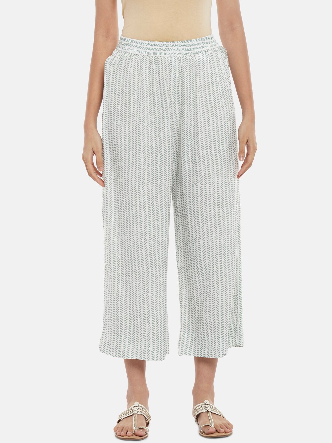 

RANGMANCH BY PANTALOONS Women Off White Palazzos