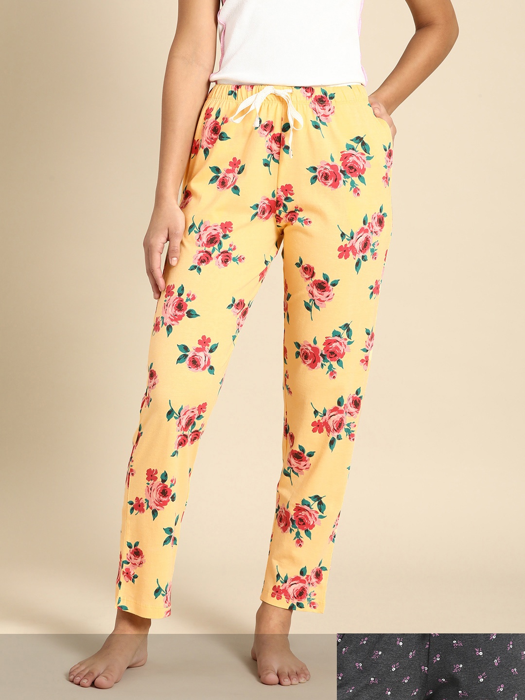 

Dreamz by Pantaloons Women Pack Of 2 Multicoloured Printed Lounge Pants, Multi