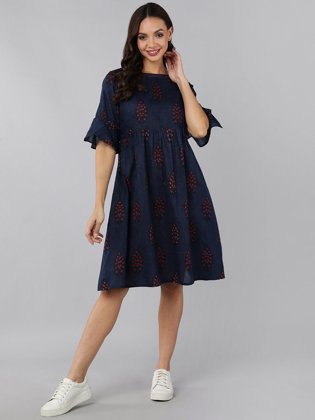 

AHIKA Navy Blue & dark sapphire Floral Dress