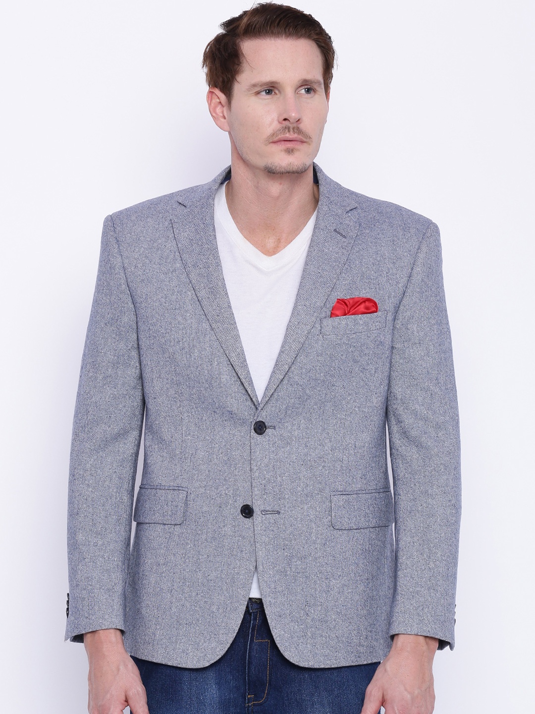 

SUITLTD Men Blue Regular Fit Single-Breasted Casual Blazer, Grey