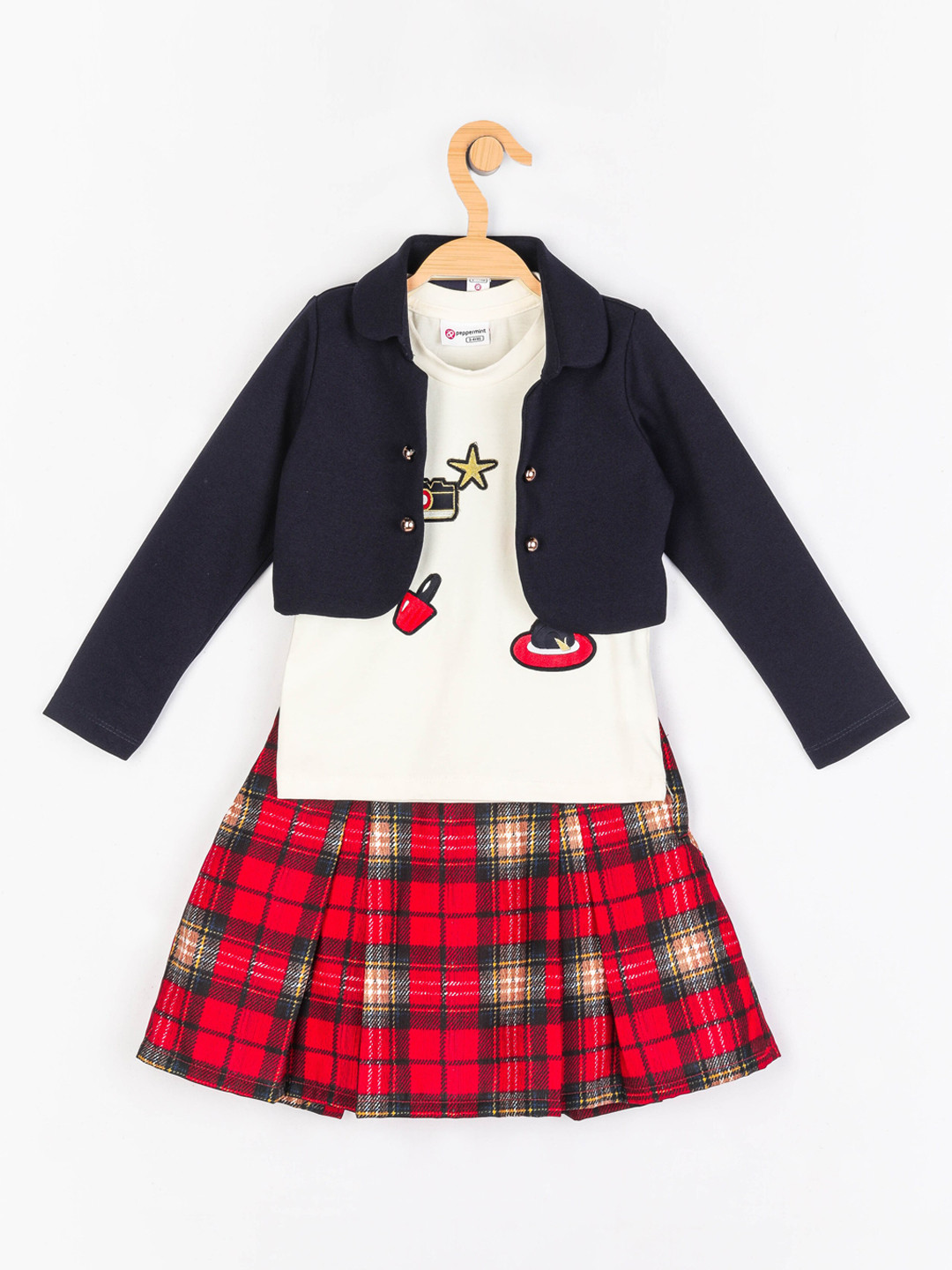 

Peppermint Girls Red & White Printed Clothing Set