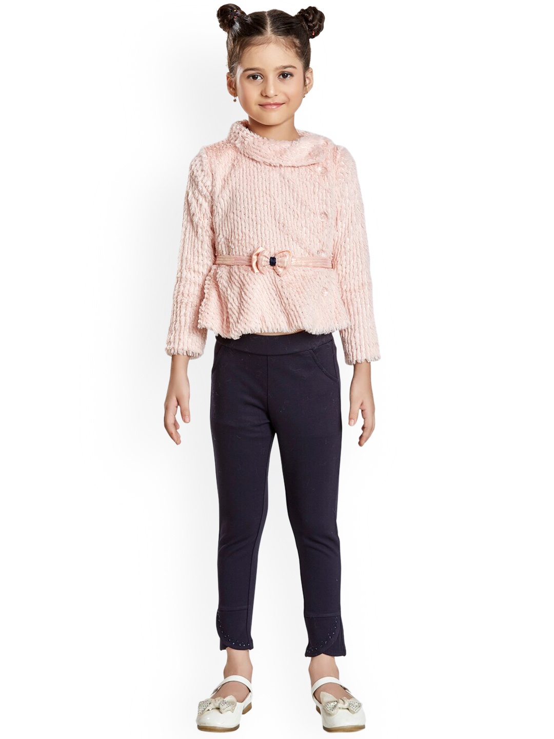 

Peppermint Girls Pink & Navy Blue Top with Trousers