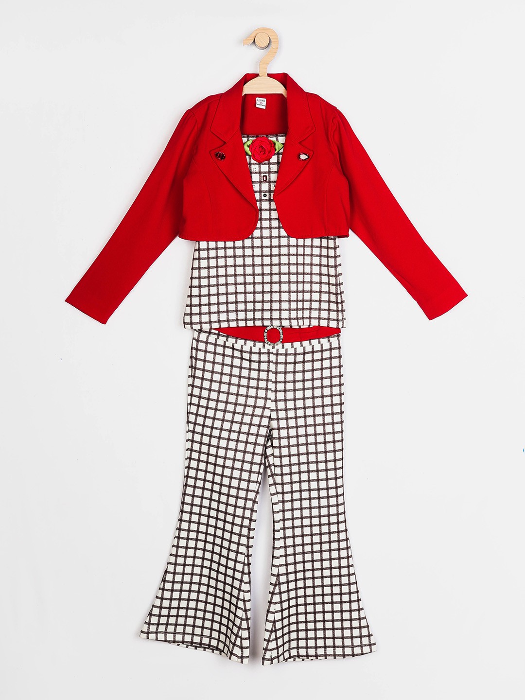 

Peppermint Girls Red & White Checked Top with Trousers & Jacket