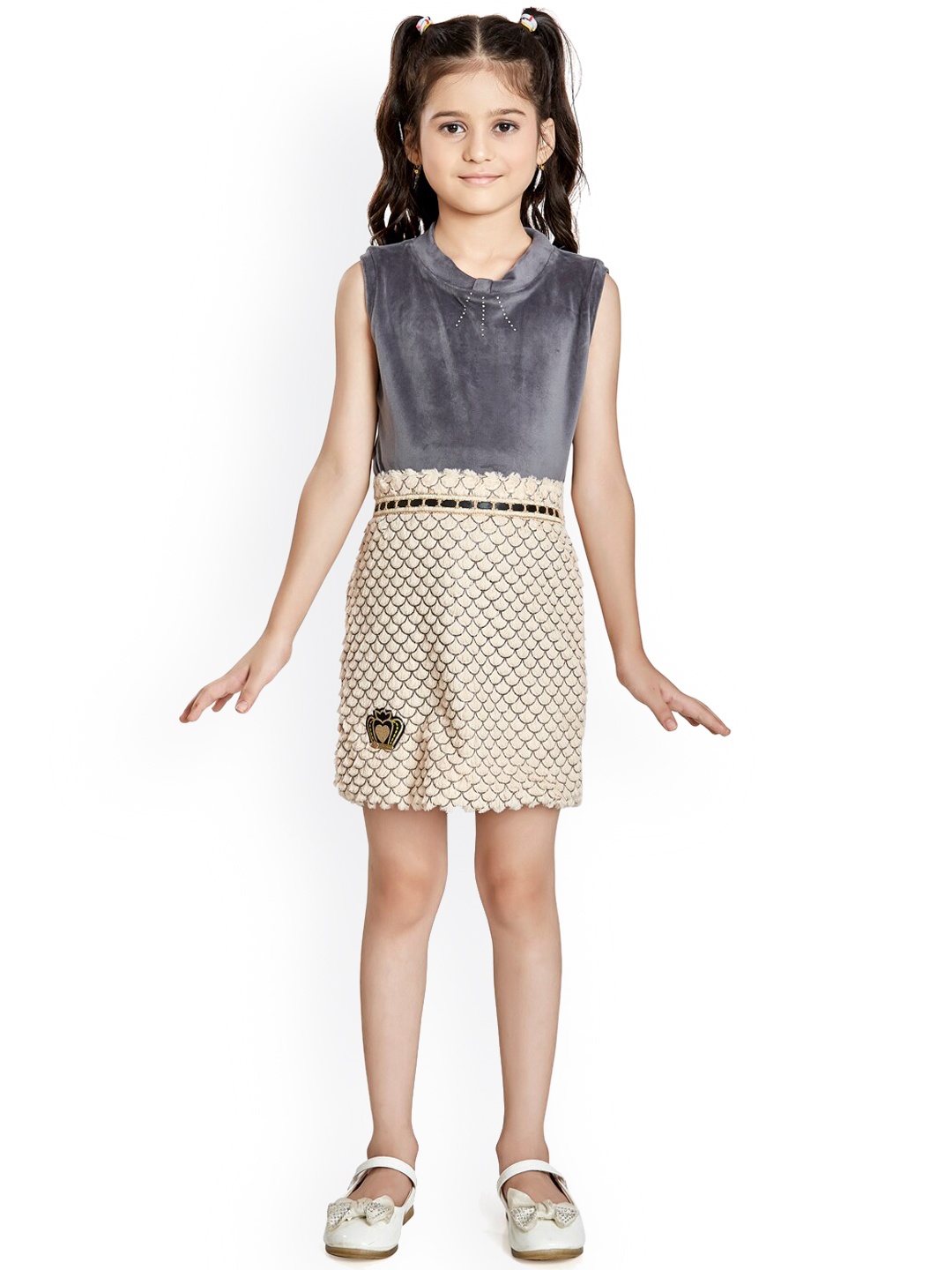 

Peppermint Girls Beige Top with Skirt & Jacket