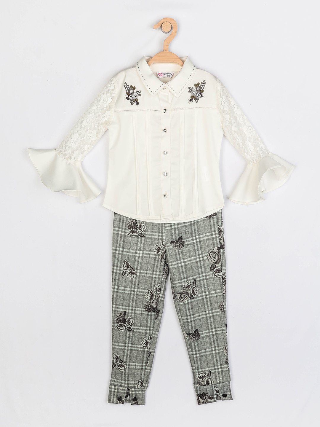 

Peppermint Girls Grey & White Shirt with Trousers
