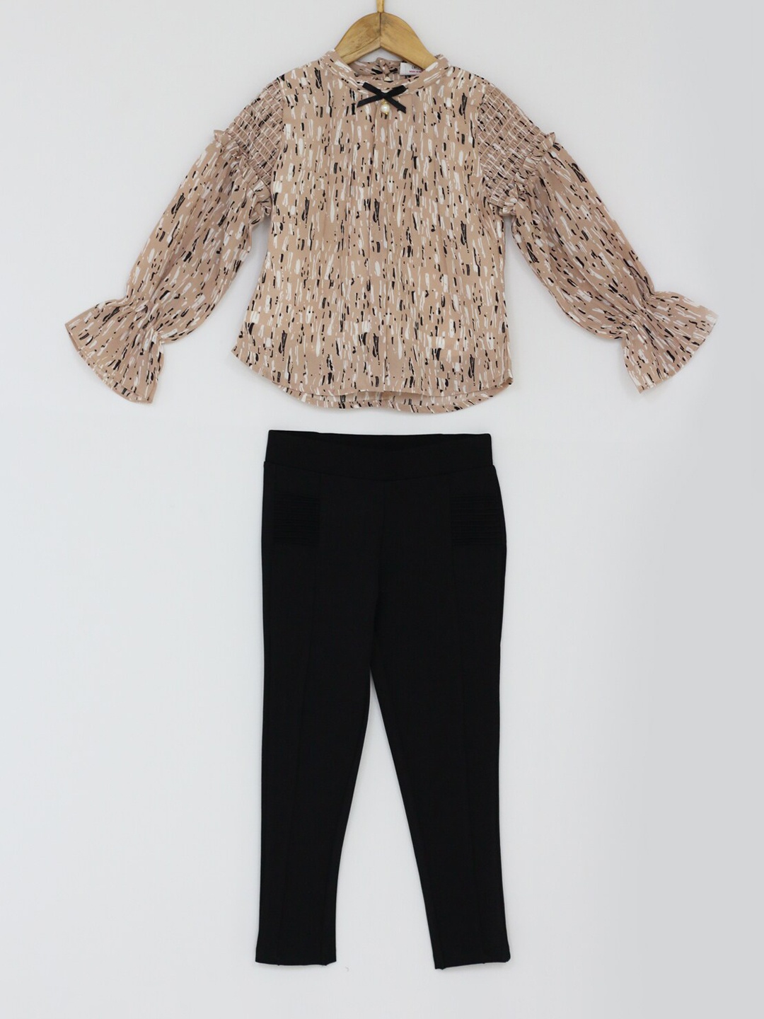 

Peppermint Girls Black & Brown Printed Top with Trousers