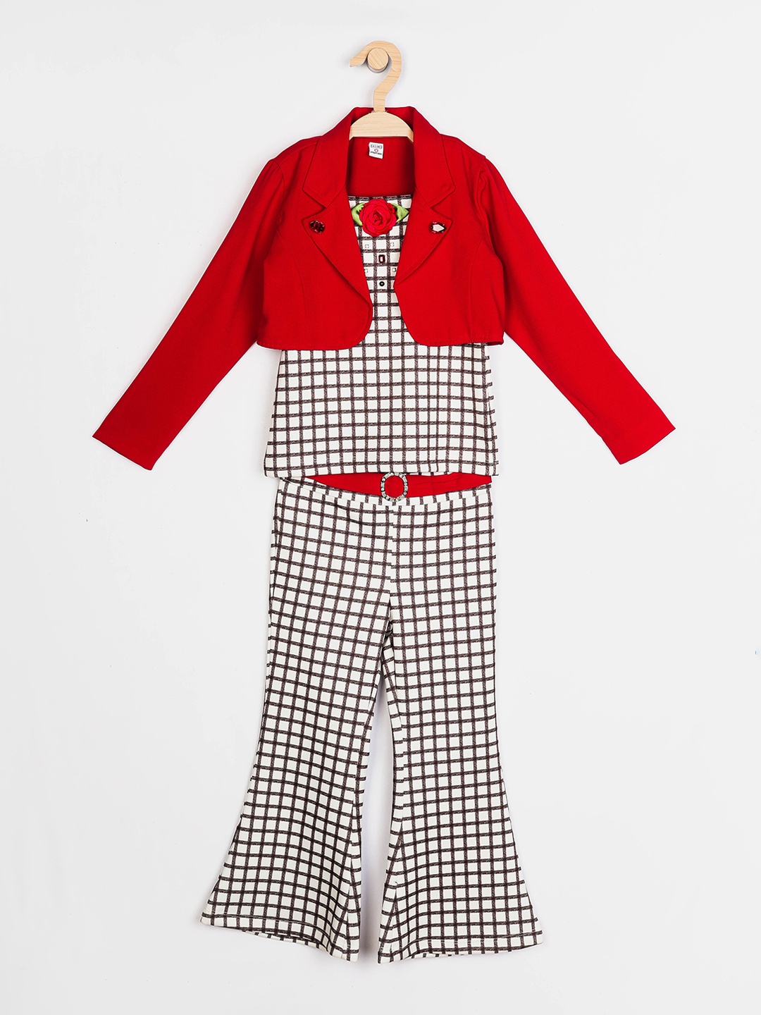 

Peppermint Girls Red & White Checked Top with Trousers