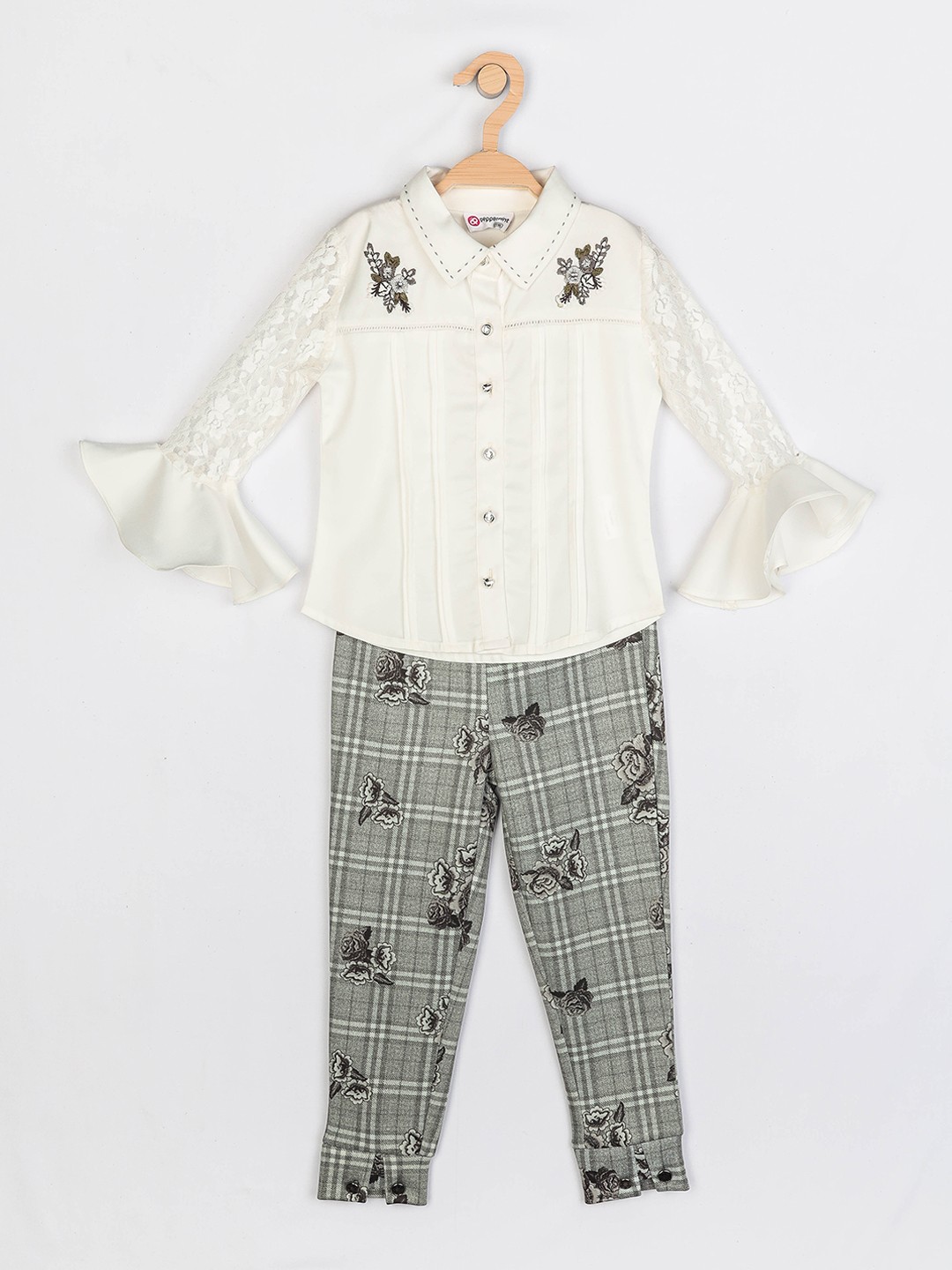 

Peppermint Girls Grey & White Shirt with Trousers