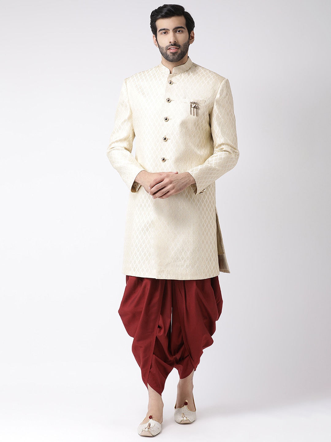 

KISAH Men Indowestern Sherwani With Dhoti Pants, White