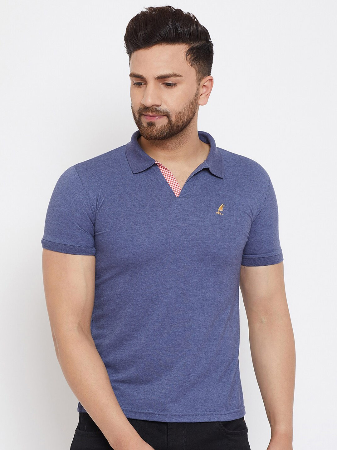 

HARBOR N BAY Men Blue Polo Collar T-shirt