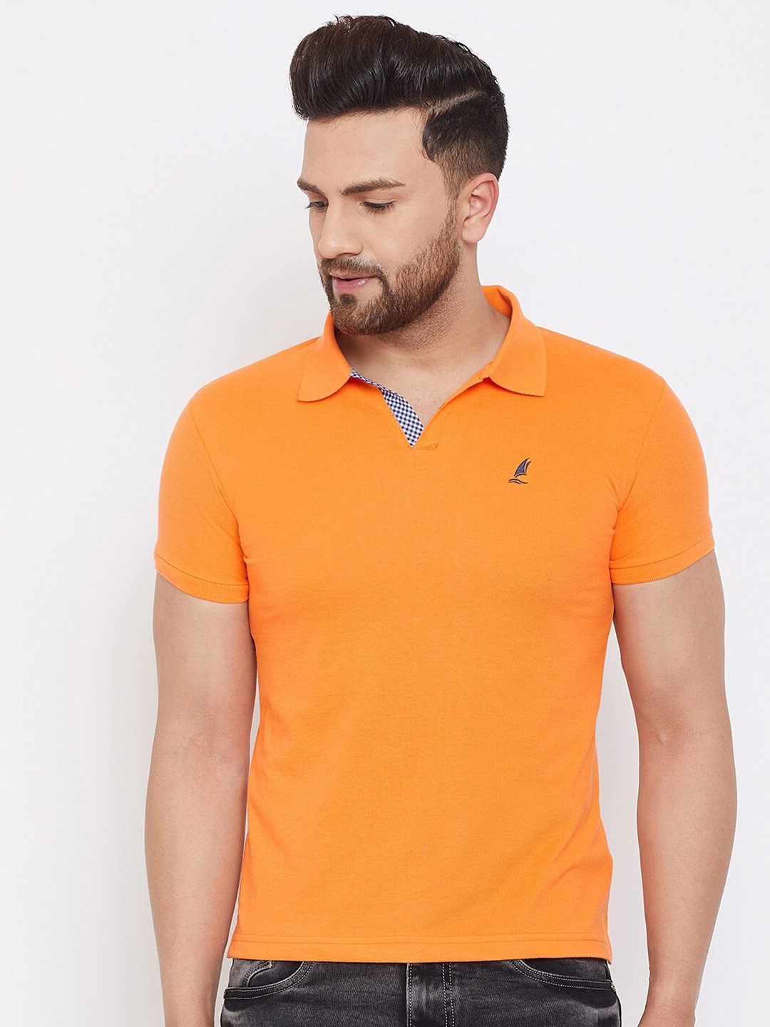 

HARBOR N BAY Men Orange Regular Fit Polo Collar T-shirt